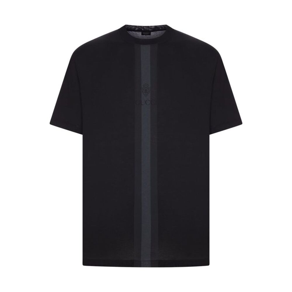 Gucci Men Cotton T-Shirt With Tonal Web Stripe
